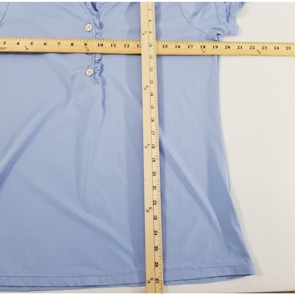 Missy Maude Blue Ruffle Neck Short Sleeve Top Women Size XL Style 1508 - Picture 5 of 14